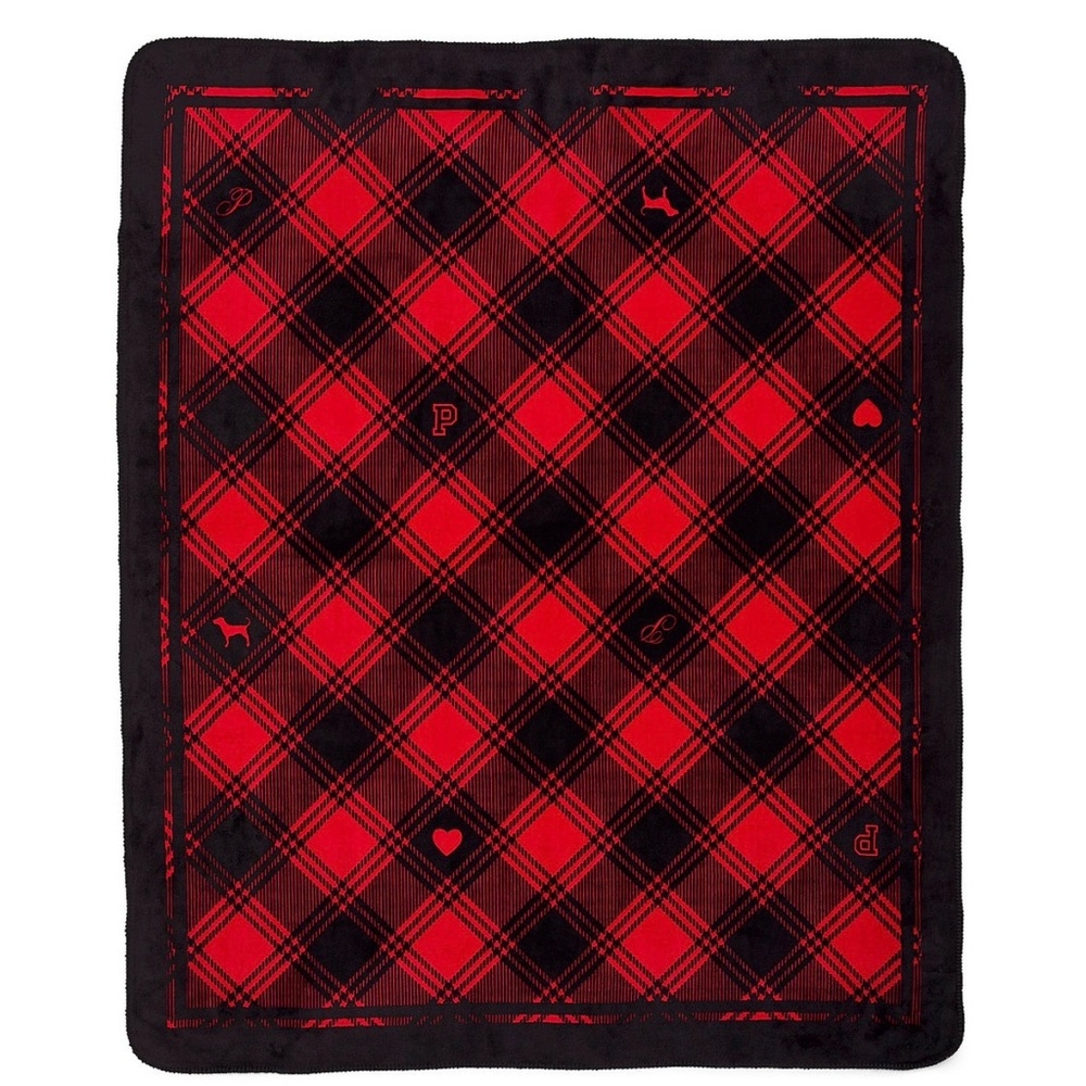 PINK Victoria's Secret Red and Black Plaid Blanket